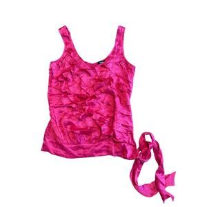NWT Bebe Vintage Pink Silk Zig Zag Ruffle Tank Top  S